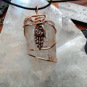 One of a kind Lemurian pendant with hand charm